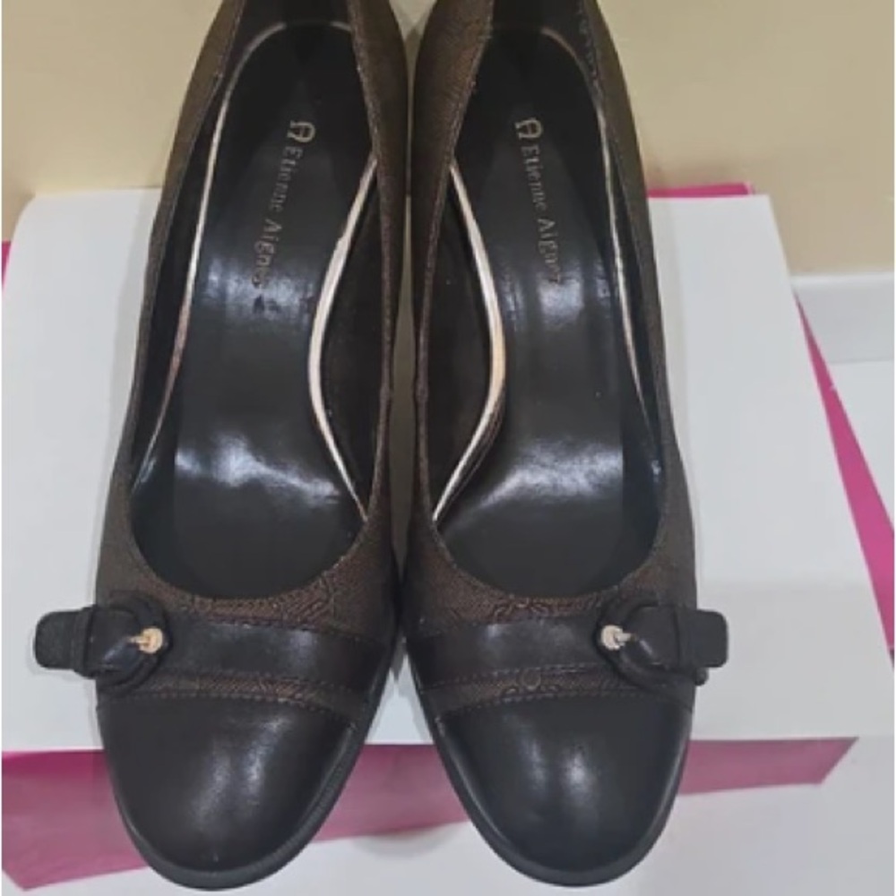 Etienne Aigner Chocolate Brown Heels with Bow